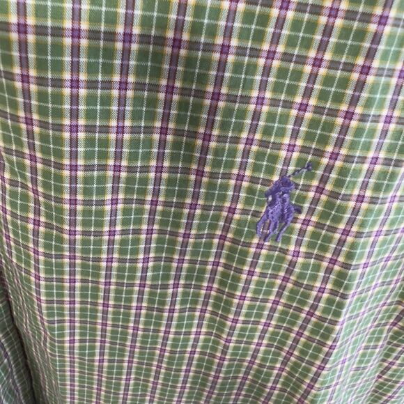 POLO RALPH LAUREN - CLASSIC FIT Green & Pink Plaid Button-Down Shirt - Size: XL - Picture 4 of 4